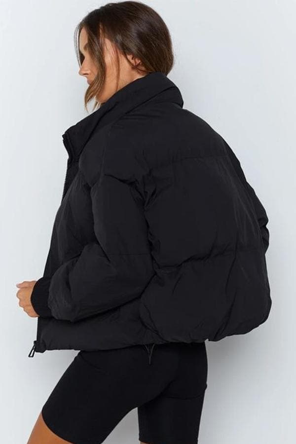 Women's Puffer Jacket - Quilted Design - Oversized Fit - High Collar - Padded and Warm