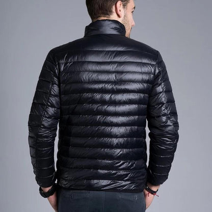 Men's Down Jacket – Padded and Insulated – High Collar – Zipper Closure – Slim Fit