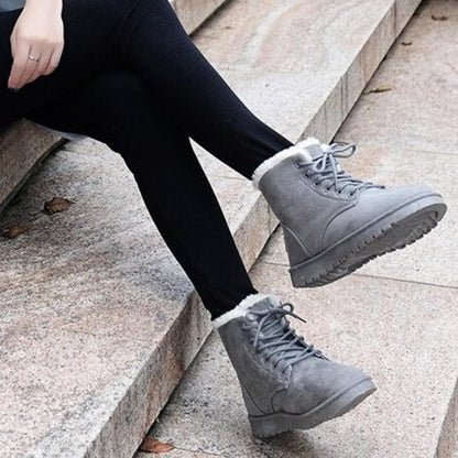 Women's Ankle Boots - Suede Look - Warm Lined - Lacing - Rubber Sole