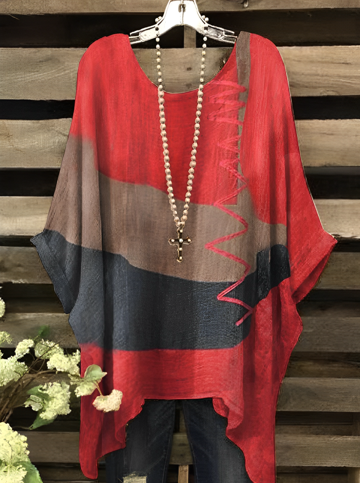 Jelva - Lovely Loose-Fitting Multicolored Blouse