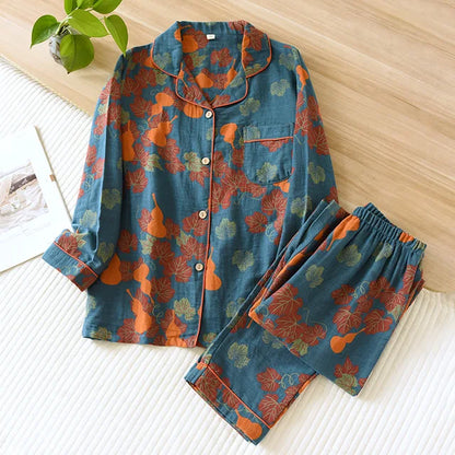 Women's Pajama Set – Relaxed Fit – Breathable Fabric – Floral Pattern – Loungewear