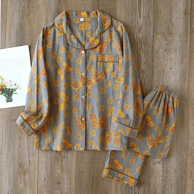 Women's Pajama Set – Relaxed Fit – Breathable Fabric – Floral Pattern – Loungewear