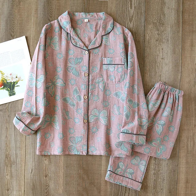 Women's Pajama Set – Relaxed Fit – Breathable Fabric – Floral Pattern – Loungewear