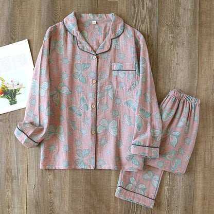 Women's Pajama Set – Relaxed Fit – Breathable Fabric – Floral Pattern – Loungewear