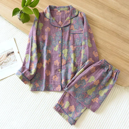 Women's Pajama Set – Relaxed Fit – Breathable Fabric – Floral Pattern – Loungewear