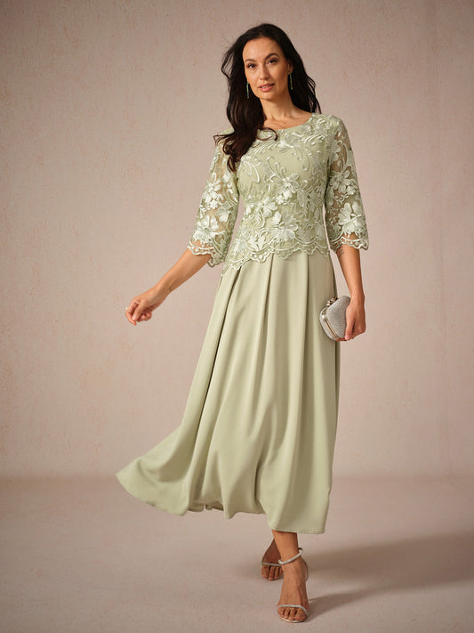 Dress for Women – Maxi Dress – Lace – Airy Fit – Three-Quarter Length Sleeves – Elegant