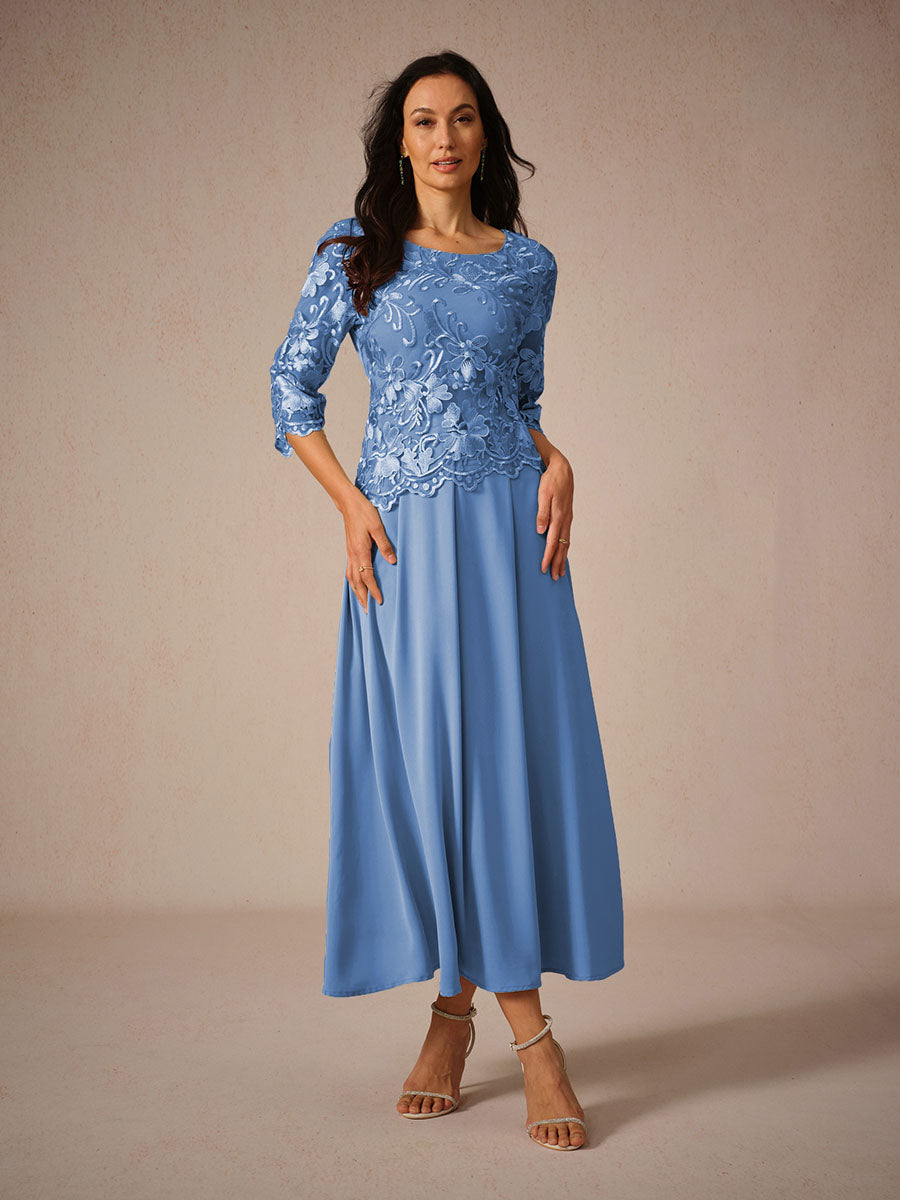 Dress for Women – Maxi Dress – Lace – Airy Fit – Three-Quarter Length Sleeves – Elegant
