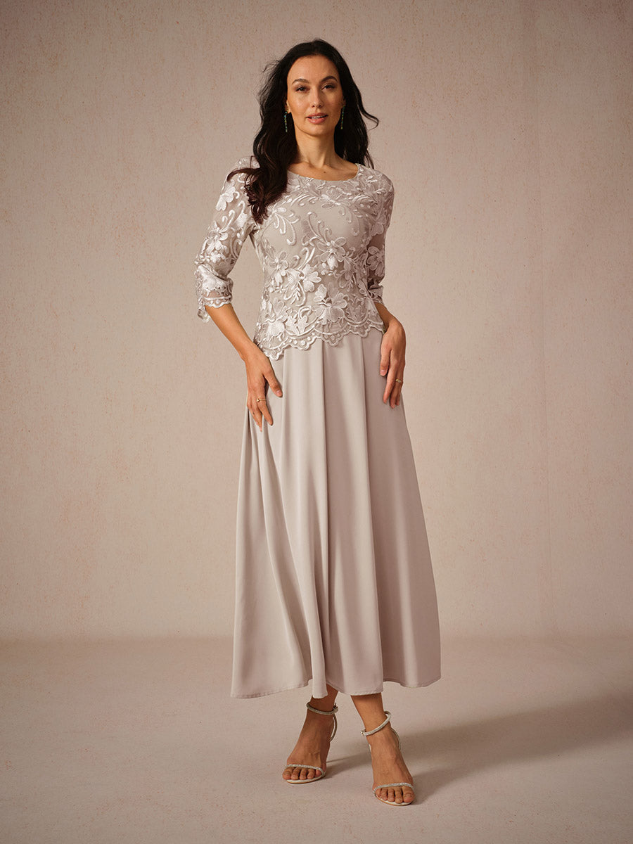 Dress for Women – Maxi Dress – Lace – Airy Fit – Three-Quarter Length Sleeves – Elegant