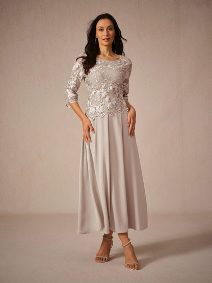 Dress for Women – Maxi Dress – Lace – Airy Fit – Three-Quarter Length Sleeves – Elegant