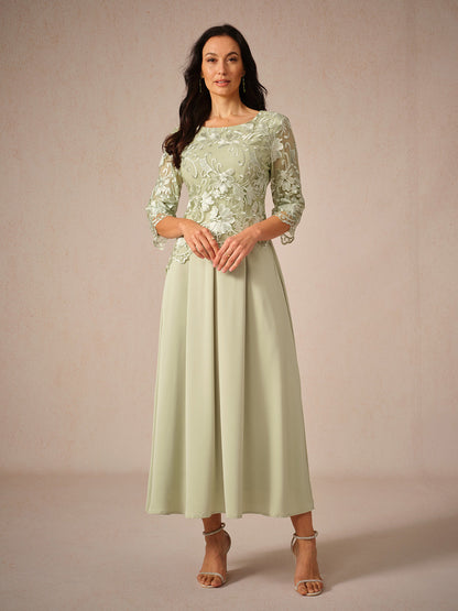 Dress for Women – Maxi Dress – Lace – Airy Fit – Three-Quarter Length Sleeves – Elegant