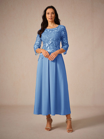 Dress for Women – Maxi Dress – Lace – Airy Fit – Three-Quarter Length Sleeves – Elegant