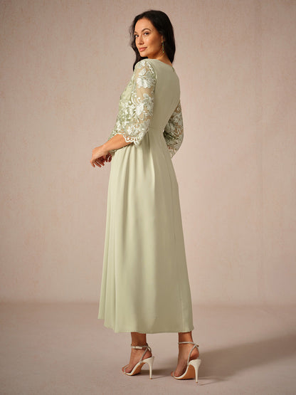 Dress for Women – Maxi Dress – Lace – Airy Fit – Three-Quarter Length Sleeves – Elegant