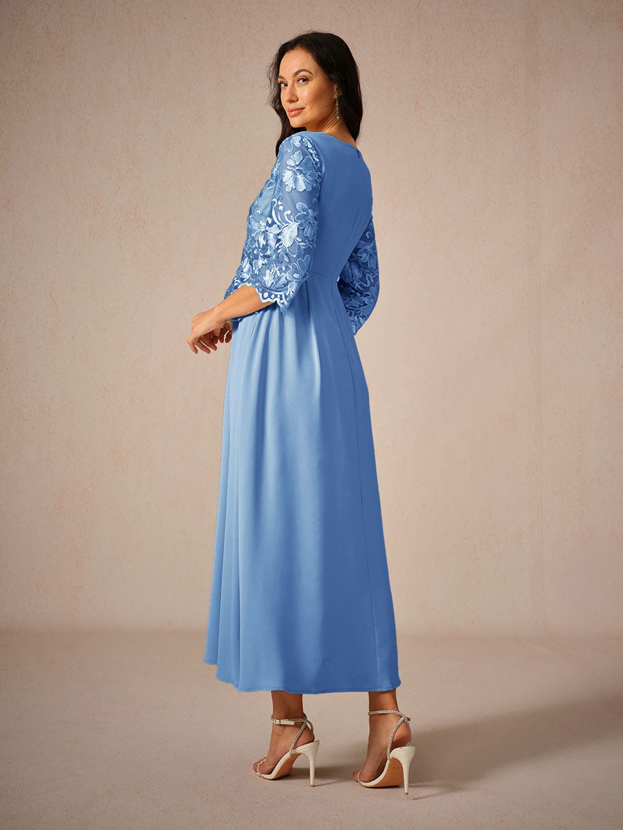 Dress for Women – Maxi Dress – Lace – Airy Fit – Three-Quarter Length Sleeves – Elegant