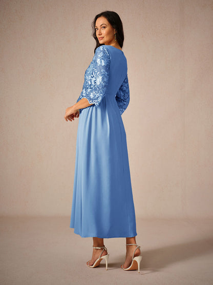 Dress for Women – Maxi Dress – Lace – Airy Fit – Three-Quarter Length Sleeves – Elegant