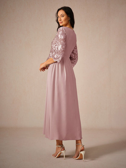 Dress for Women – Maxi Dress – Lace – Airy Fit – Three-Quarter Length Sleeves – Elegant