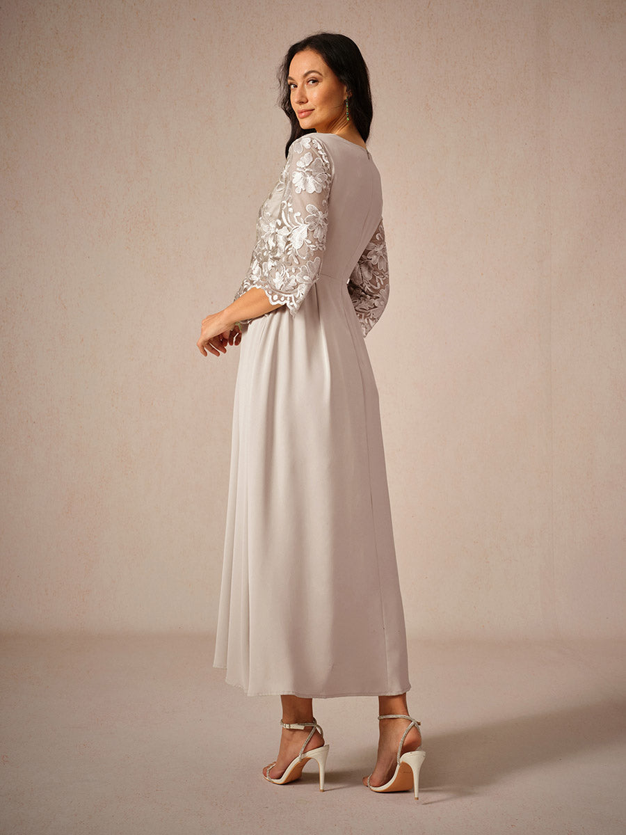 Dress for Women – Maxi Dress – Lace – Airy Fit – Three-Quarter Length Sleeves – Elegant