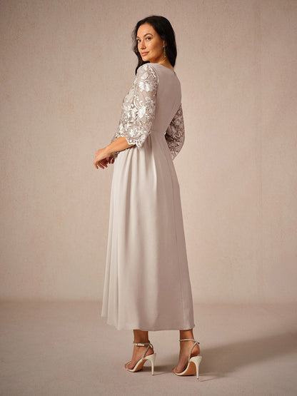 Dress for Women – Maxi Dress – Lace – Airy Fit – Three-Quarter Length Sleeves – Elegant