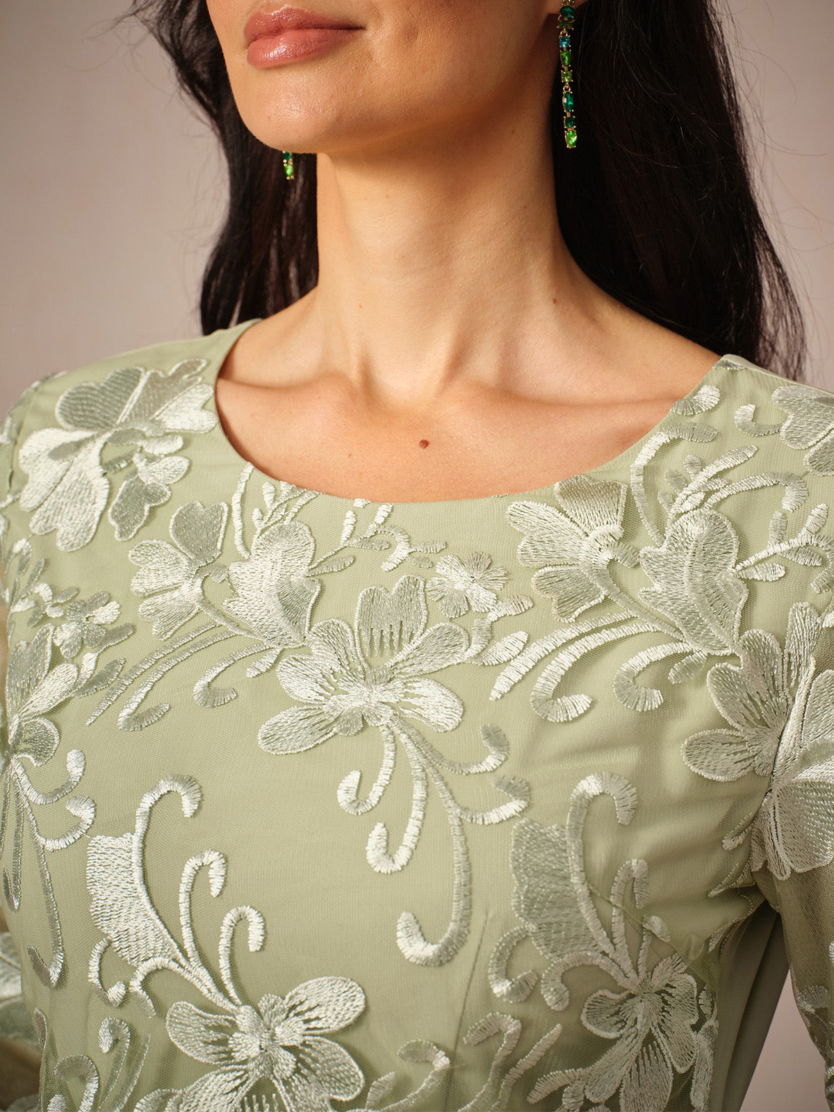 Dress for Women – Maxi Dress – Lace – Airy Fit – Three-Quarter Length Sleeves – Elegant