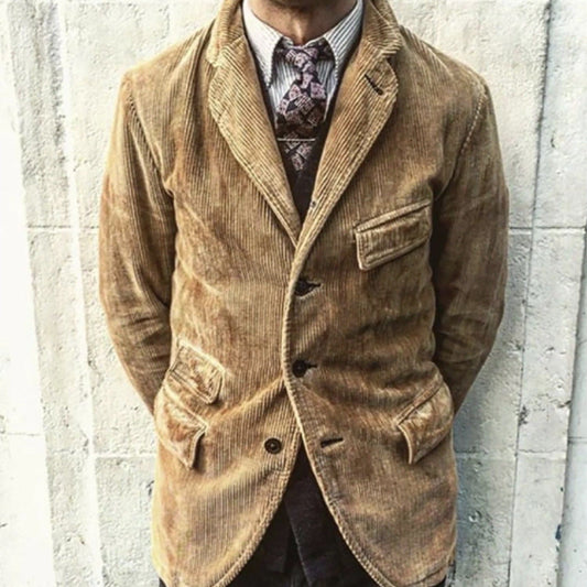 Men's Blazer – Tailored Fit – Corduroy – Notch Lapel – Single-Breasted