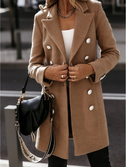 Women's Blazer Coat – Tailored Fit – Wool Feel – Double-Breasted – Suit Collar