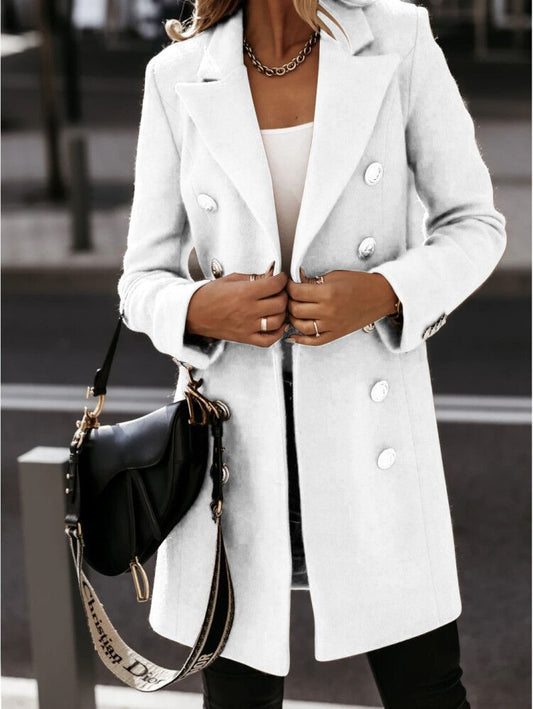 Women's Blazer Coat – Tailored Fit – Wool Feel – Double-Breasted – Suit Collar