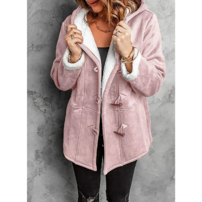 Women's Jacket with Hood – Fleece Lining – Relaxed Fit – Mid-Length – Toggle Details