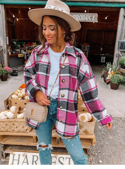Women's Blouse – Wrap Model – Check Pattern – Soft Flannel Feel – Relaxed Fit