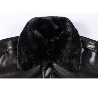 Men's Leather Jacket – Regular Fit – Zipper Closure – Ribbed Cuffs