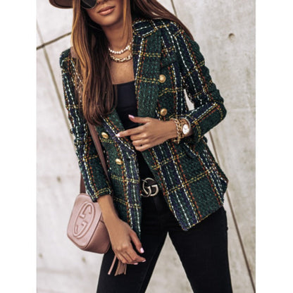Women's Blazers – Tailored Fit – Tweed – Double-Breasted – Checkered Pattern