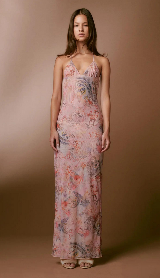 Dress woman – Slim fit – Open back with butterfly – Elegant draping