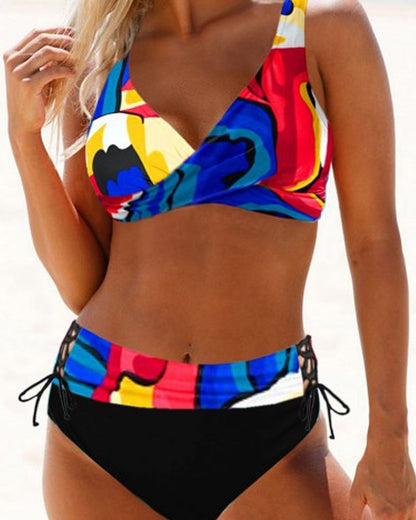 Women's Bikini Set – Twist Front Top – Adjustable Lacing – Breathable Stretch Fabric