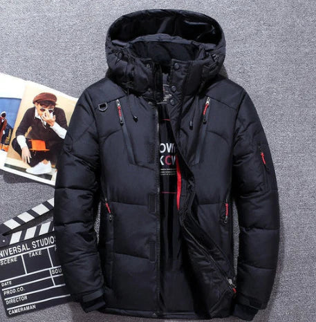 Men's Down Jacket – Water-Repellent – Hood – Quilted – Zipper Pockets – Regular Fit