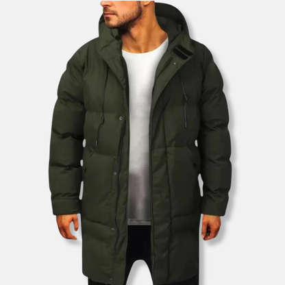Roberto Quilted Puffer Jacket | Hooded Knee-Length Jacket