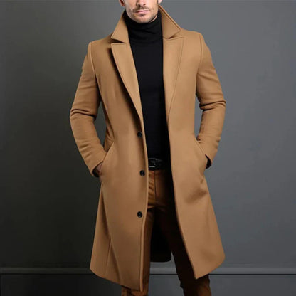 Men's Coat – Tailored Fit – Classic Cut – Knee-Length – Elegant Outerwear