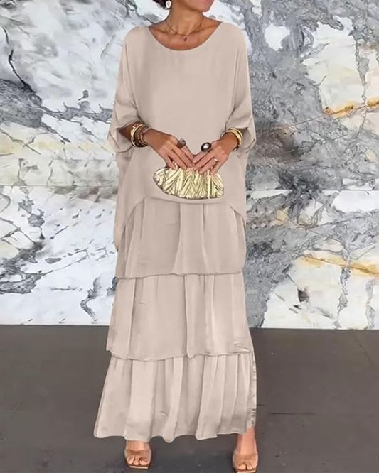 Dress woman – Ankle length – Oversized fit – Airy fabric – Layered design