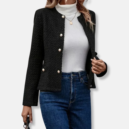 Angela Wool Collarless Jacket | Button Front Occasion Jacket