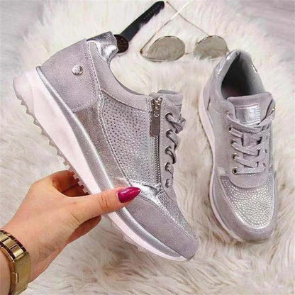 Women's Sneakers - Breathable Upper - Zipper Detail - Comfortable Sole
