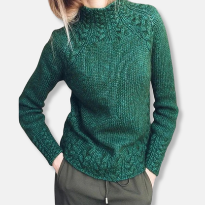 Esme Regular Fit Sweater | Cable Knit High Neck Sweater