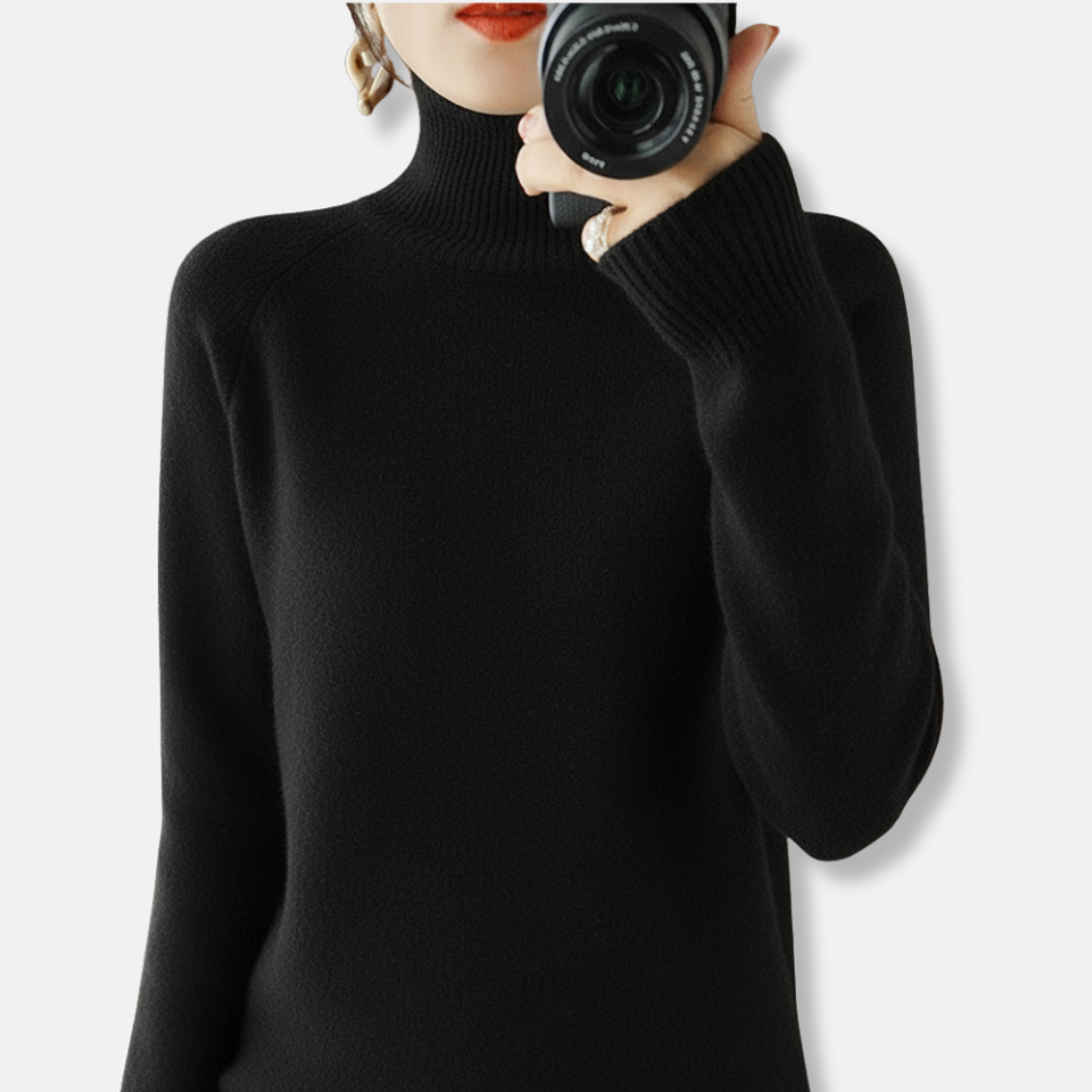 Eliza Loose Fit Turtleneck Sweater | Ribbed Turtleneck Sweater