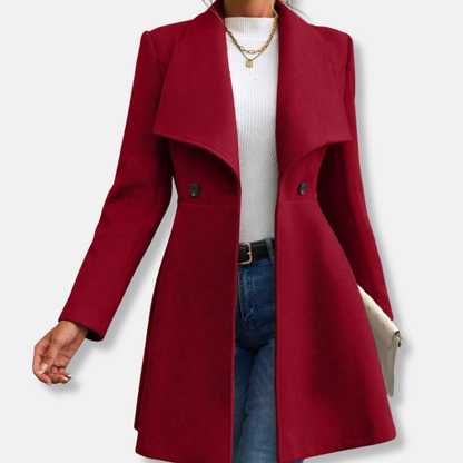 Elizabeth Tailored Coat | Notched Lapel Mid-Thigh Coat