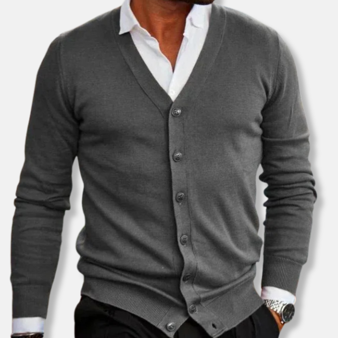 Tommaso Slim Fit Cardigan | V-Neck, Patch Pockets Cardigan