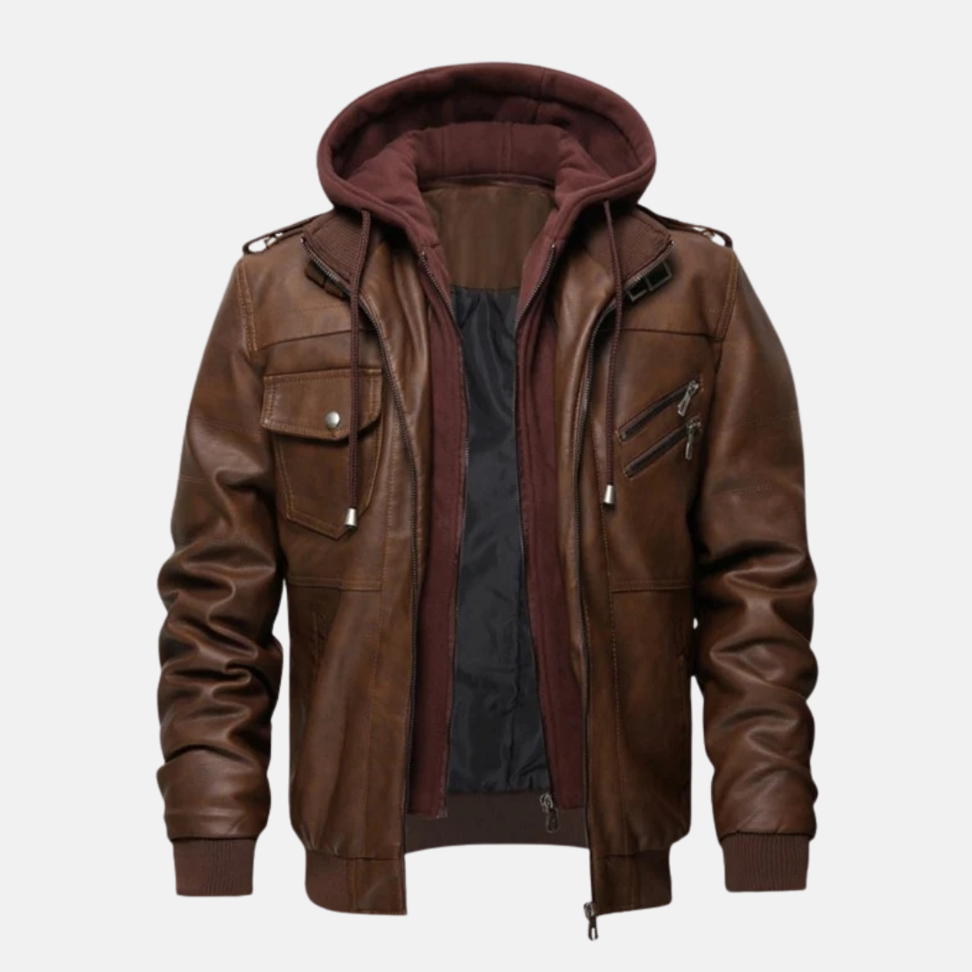 Domenico Hooded Bomber Jacket | Zip Pockets Bomber Jacket