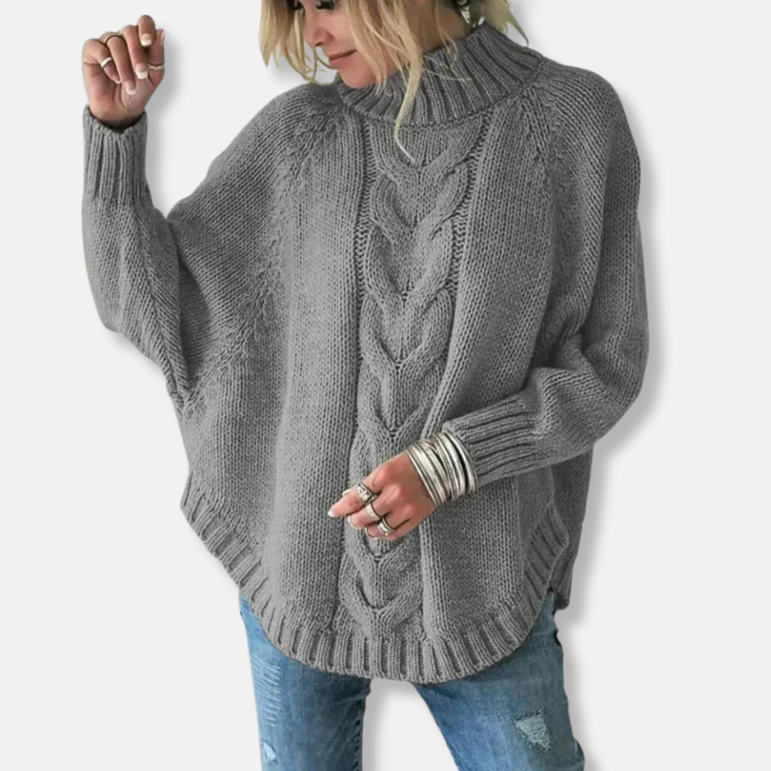 Jessica Wool Oversized Turtleneck Sweater | Cable Knit Sweater
