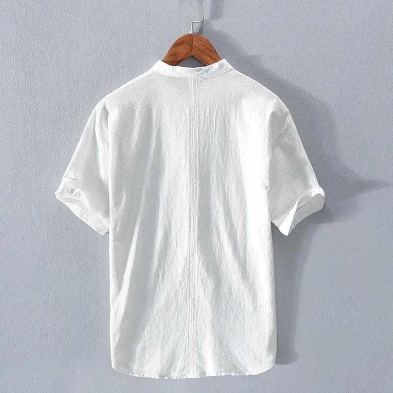 Herreskjorte - Henley Krage - Pustende Stoff - Kortermet Casual Passform