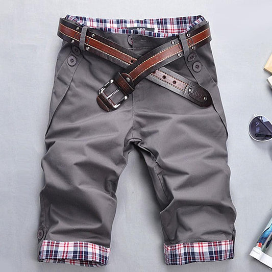 Herre Cargo Shorts - Komfortabel Bomull - Knelang - Med Belte og Flere Lommer