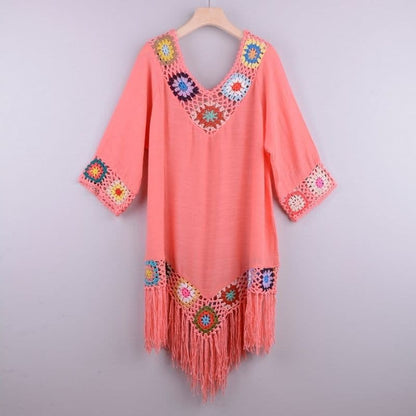 Women's Beach Tunic – Lightweight and Breathable – V-neck with Crochet Details – Loose Fit