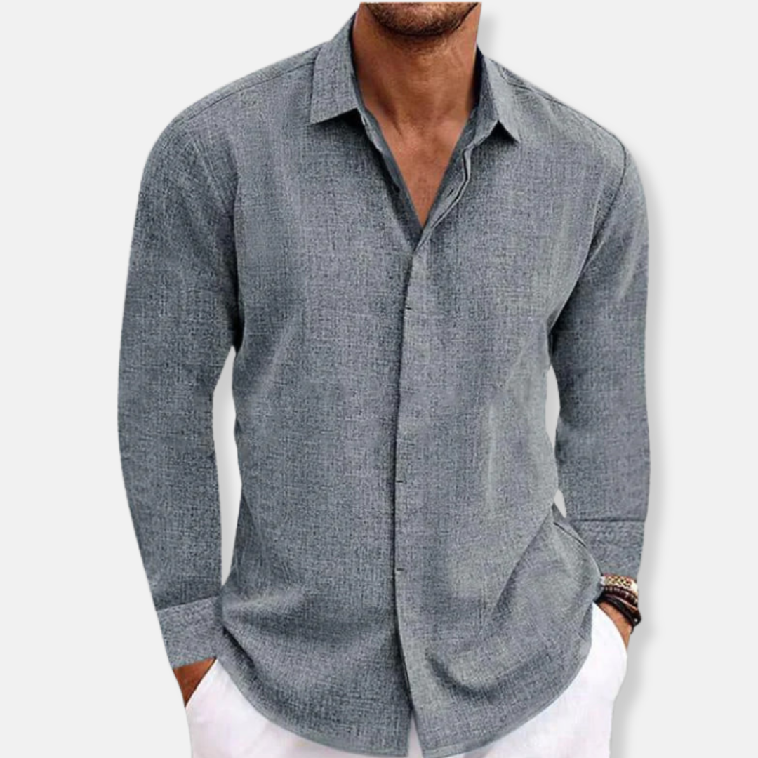 Elijah Linen Relaxed Fit Button-Up Shirt | Solid Button-Up Shirt