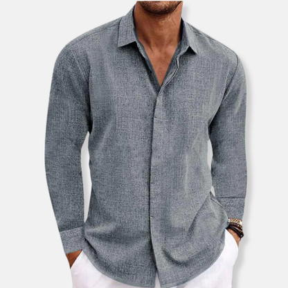 Elijah Linen Relaxed Fit Button-Up Shirt | Solid Button-Up Shirt