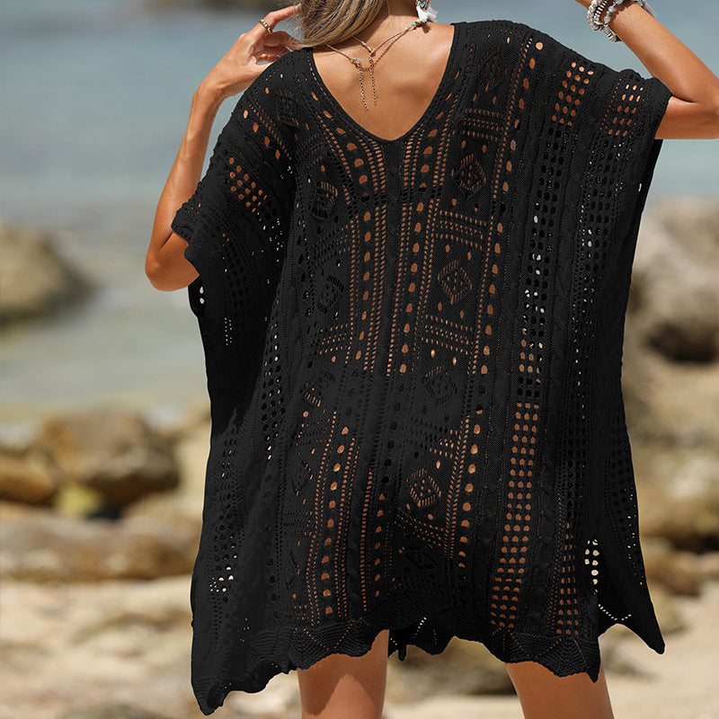 Women's Beach Tunic – Soft Knit – Loose Fit – Open Knit – Short Sleeve