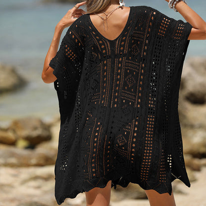 Women's Beach Tunic – Soft Knit – Loose Fit – Open Knit – Short Sleeve